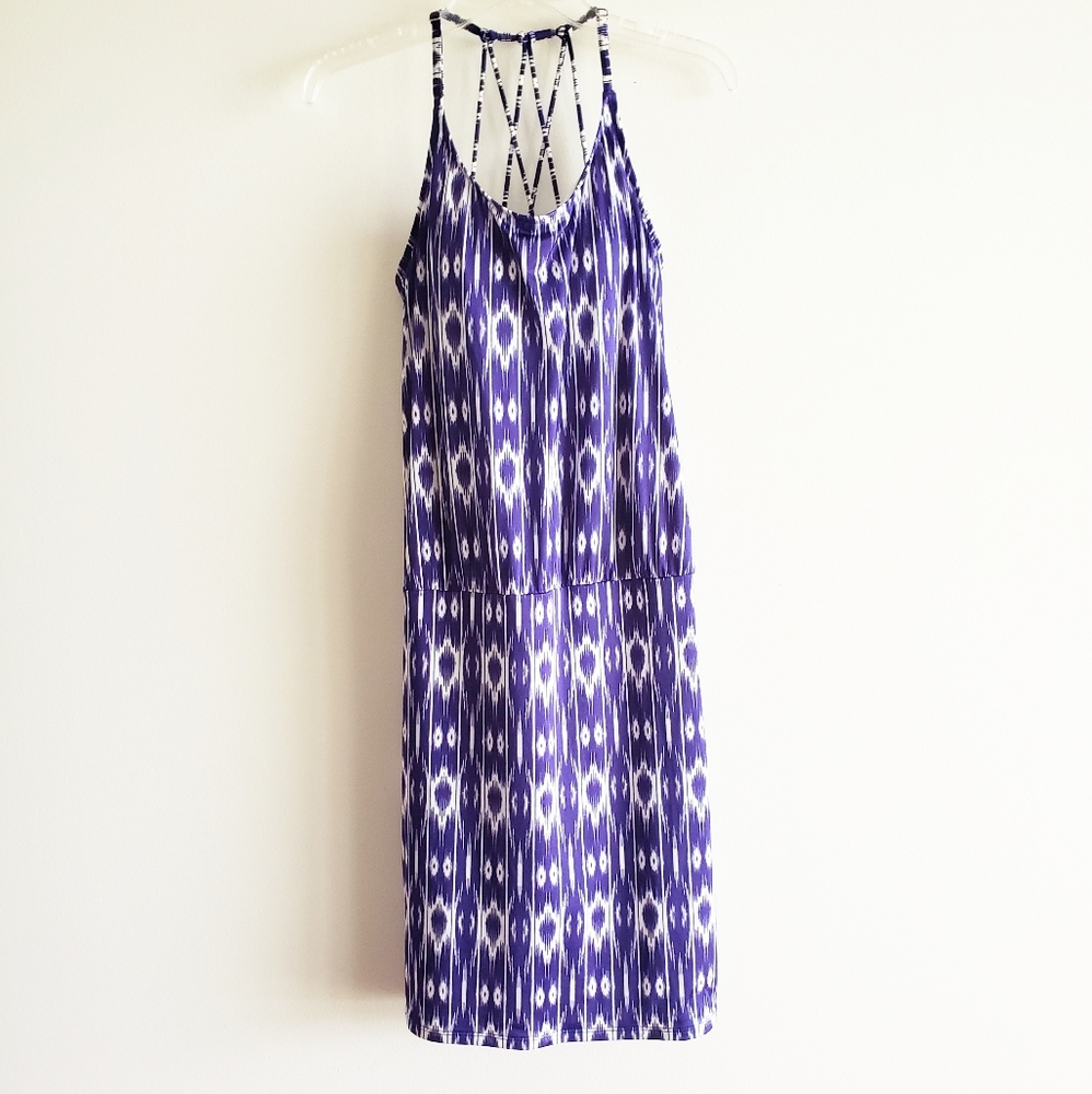 ATHLETA AQUALUXE BLUE IKAT SWIM DRESS